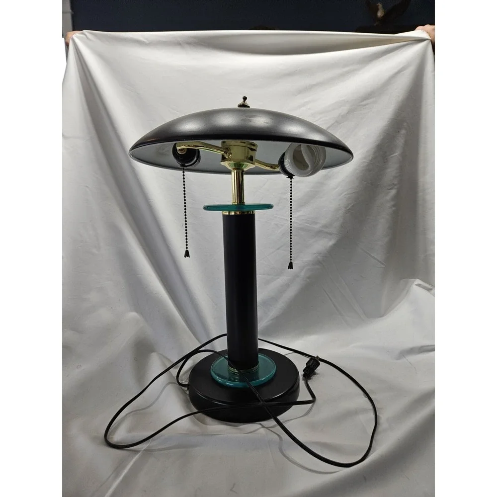 Vintage 80s 90s Memphis Design Post Mid Century Modern mushroom Pull Cord lamp